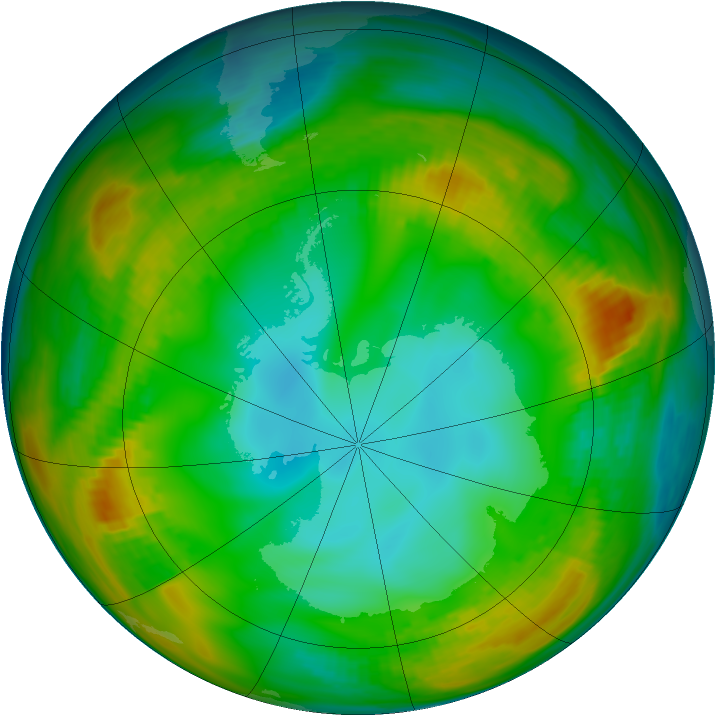 Antarctic ozone map for 22 July 1980
